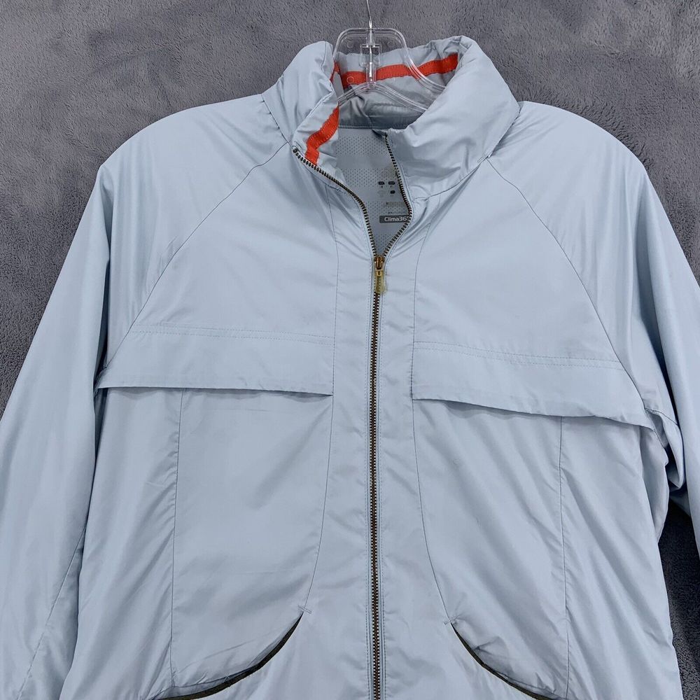 Adidas Clima365 Jacket Light Blue Full Zip Hood in Collar Vented Womens Small - Picture 3 of 12